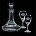 30 Oz. Elegance Ship's Decanter w/ 2 Wine Glasses